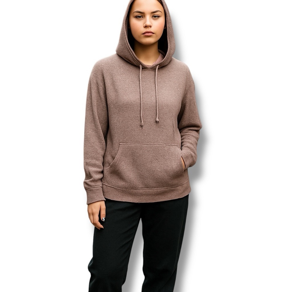 Workshop Republic Clothing Women’s Drawstring Hoodie Knit Mauve Marled L